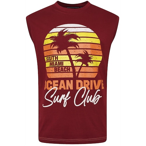 KAM Miami Beach Sleeveless T-Shirt Burgundy
